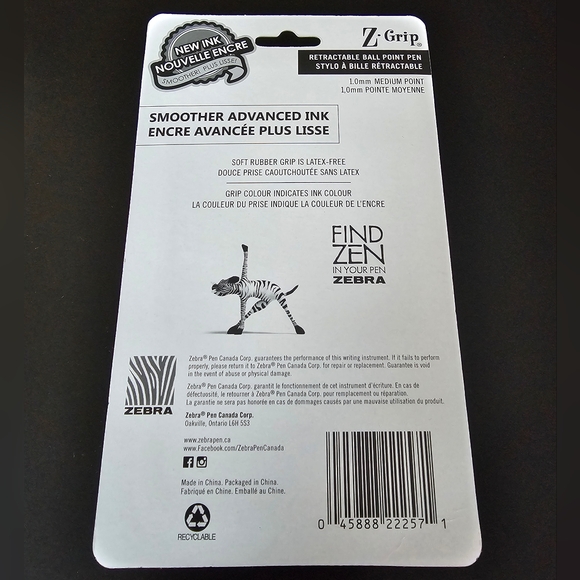 Zebra Z-Grip Retractable Ballpoint Pens, Medium Point, Pack of 7 - Picture 2 of 2